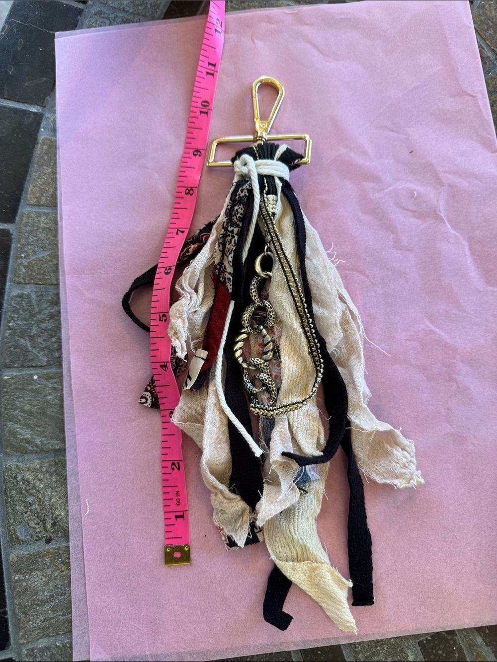 Bohemian Tassel Keychain Charm in Black & Cream